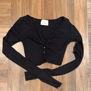 Stylish Black Button-Up Crop Top